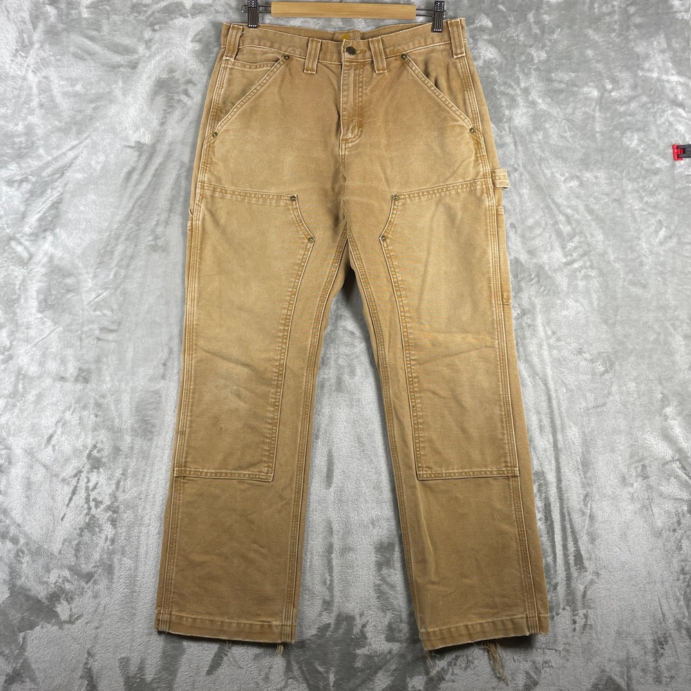 Vintage Carhartt Double Knee Canvas Pants Mens 31x30 Riveted Distressed Workwear